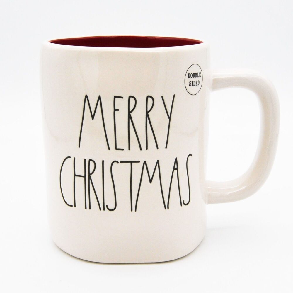 Rae Dunn Christmas Mug 16oz White Ceramic Merry Christmas Coffee CupRed Interior